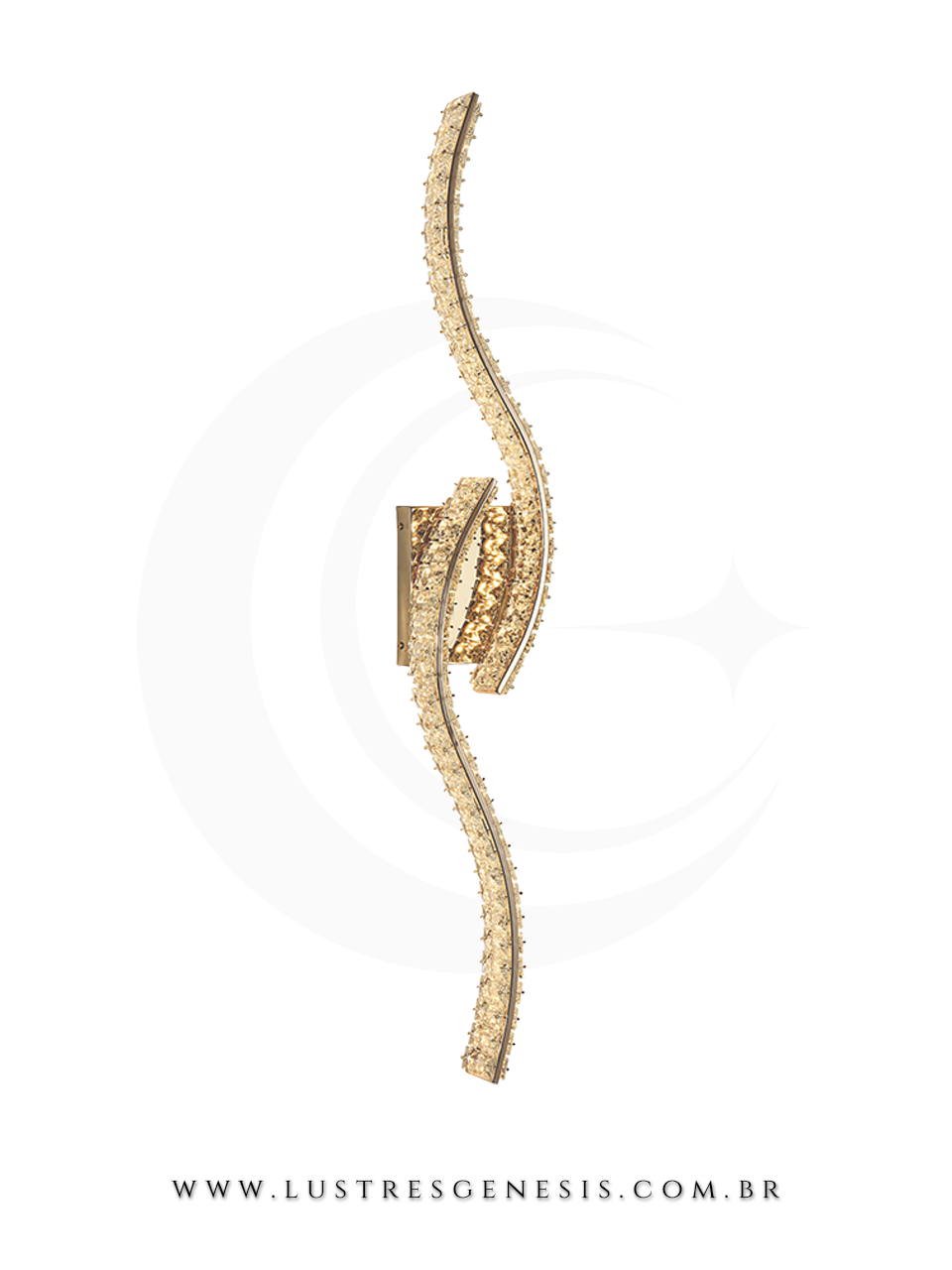 Arandela Cristal Slim Metal Dourado DCB02906 Bivolt 24W 3000K 14x98cm, Suite Master, Banheiro, Espelho do Banheiro, Lavabo, Escadas